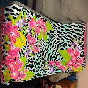 Vibrant Floral Zebra Print Super Long Beach Towel